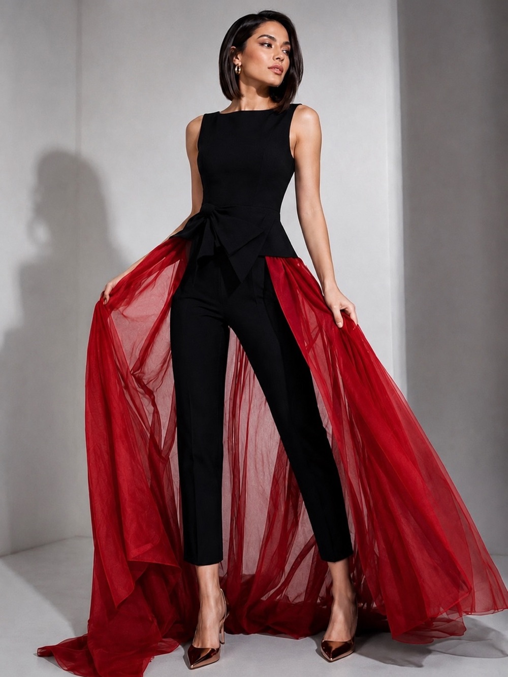 Draped Tulle Overlay